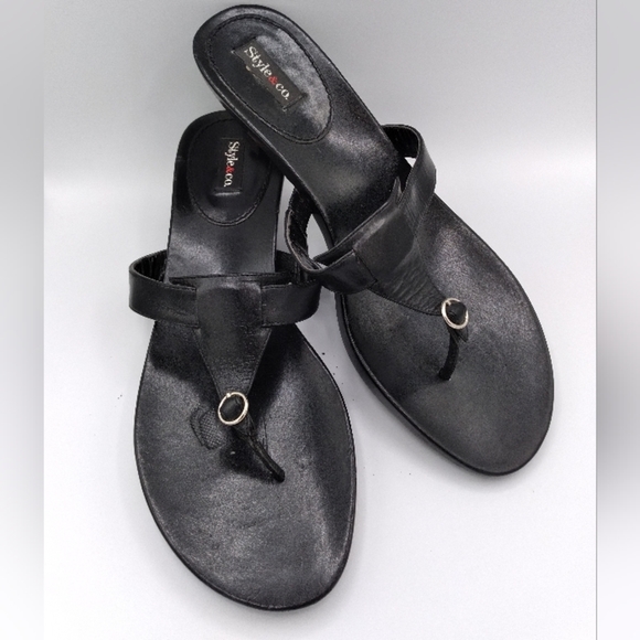 Style & Co. Shoes - 𝅺Style & Co | kitten heel black leather sandals